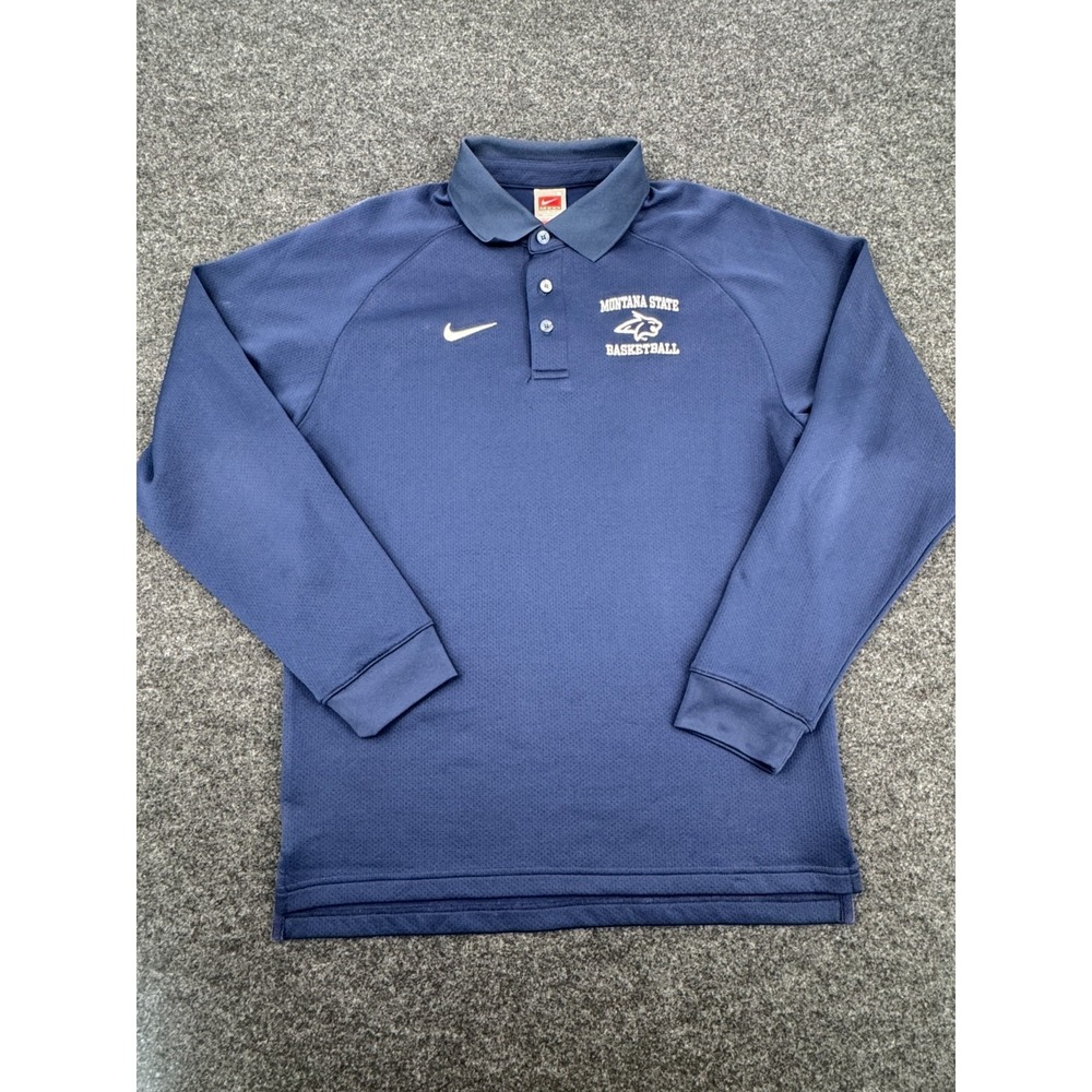 Montana State Bobcats Rugby Shirt Mens Small Blue Nike‎ Basketball NCAA Fit Dry